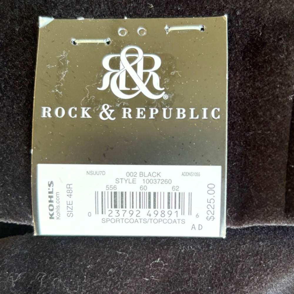 Rock & Republic Black‎ Velvet Suede Sport Coat Mens 48R - Picture 13 of 13